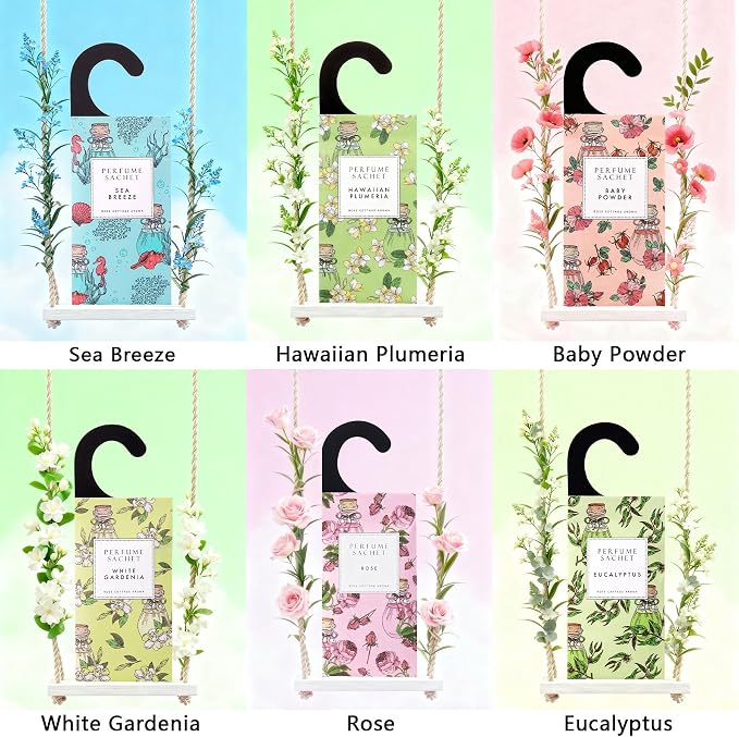 Large 12 Packs Closet Deodorizer Freshener Closet Air Freshener Home Scented Sachets Room Freshener Scents Air Freshener Closet Odor Eliminator 4 Scents Floral