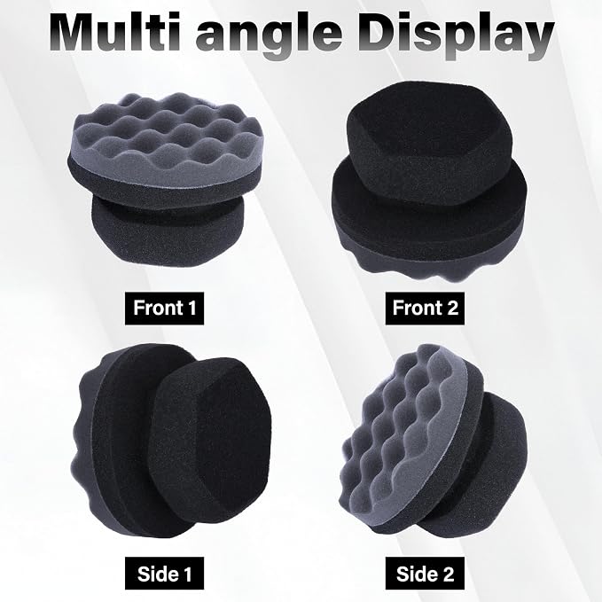 2 PCS Tire Shine Applicator Pad, Hex Grip Tire Dressing Applicator, Reusable Tire Foam Sponge, Tire Shine Brush, Car Detailing Sponge for Rubber Tires, Vinyl & Plastic Trim
