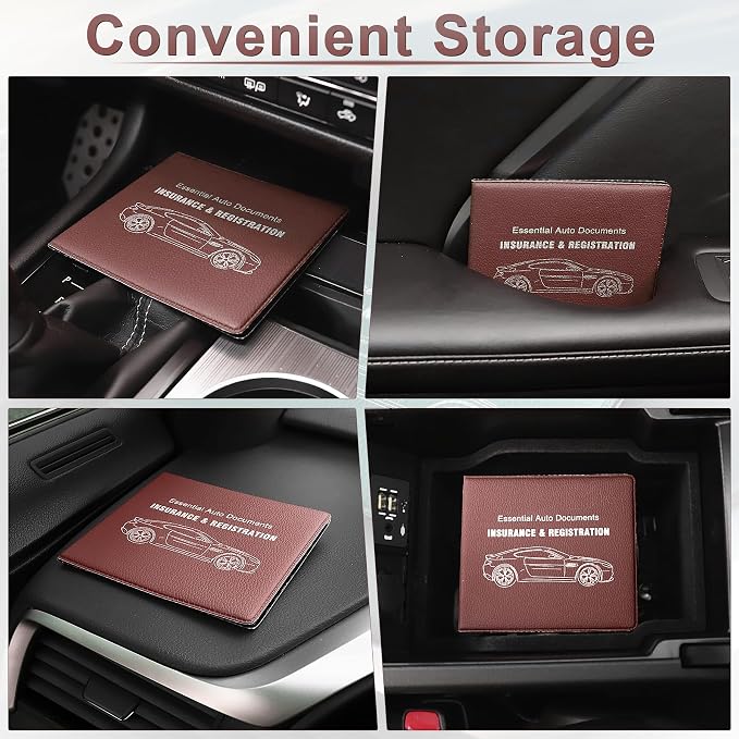 Car Registration and Insurance Card Holder, Vehicle Glove Box Car Organizer, Interior Car Accessories for Documents, Cards, License - 2 Pack