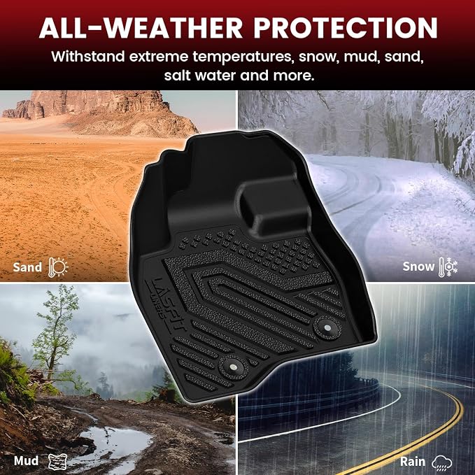 Floor Mats & Cargo with Backrest Mat for Ford Explorer 2015-2019 7 Seats All Weather Protector TPE Easy Clean Car Floor Liner Custom Fit for 5-pc Full Set Black