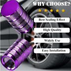 12PCS Tire Valve Stem Caps, Dust Proof, Anodized Aluminum Universal Tire Valve Stem Covers for Cars, SUV, Trucks, Bikes, Motorcycles, Bicycles(Purple)