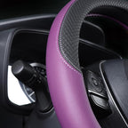 Automotive Steering Wheel Cover Leather Anti Slip Wrap 15",Purple
