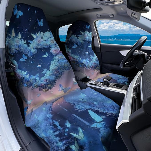 1 Pack Car Towel Seat Covers with Storage Bag, Multifunctional Towel for Gym Outdoor Sport, Picnic, Beach, Pet Dog Travel,Non-Slip Washable Car Seat Protector (Blue Heart)