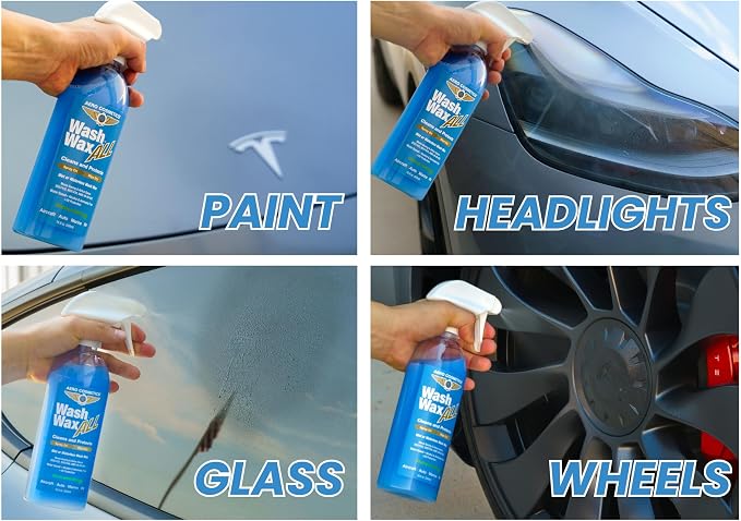 Wash Wax ALL Spray Waterless Car Wash Wax Kit Quick Detailer | UV-Protective Shine, Water-Based 144 oz + 4 Towels - Safe on Ceramic Coatings - Car, RV, Boat, Aircraft - Spray Detailer