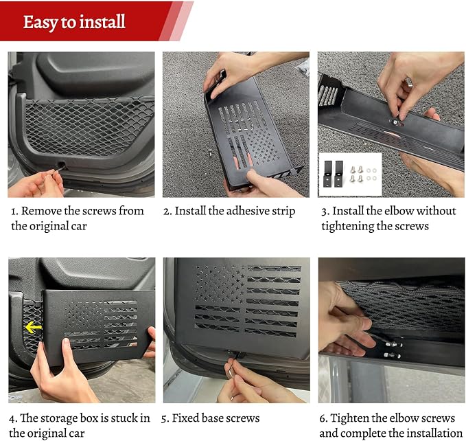 Z8 Metal Rear Door Storage Pockets Compatible with 2018-2024 Jeep Wrangler JL 4XE JLU Rubicon Sport Sahara Gladiator JT Door Side Insert Organizer Storage Box Accessories