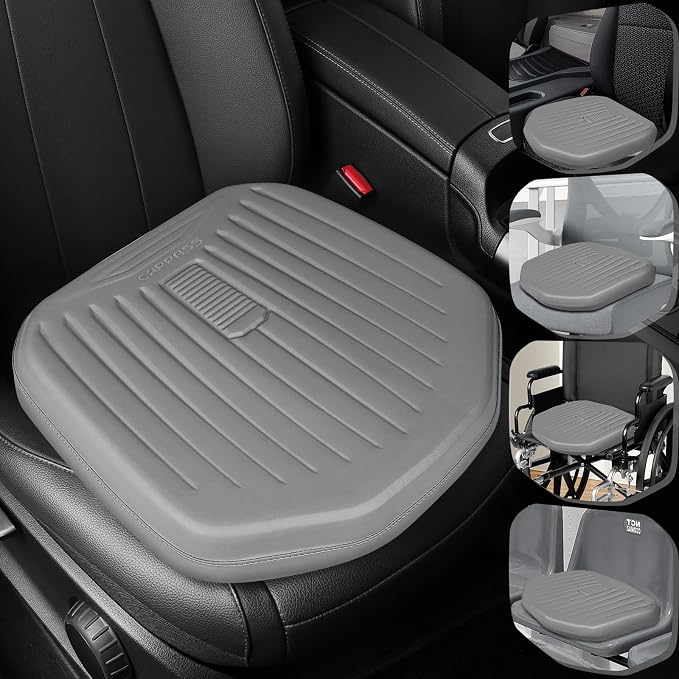 Premium Leather Car Seat Cushion, Comfort Memory Foam Driver Seat Cushion for Long Driving, Waterproof Non-Slip Seat Cushions for Cars, Truck, SUV, Office Chairs, Stadium, Gray ﻿
