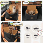 Dog Car Seats for Small Medium Dogs Under 35lbs, Dog Booster Seat with Detachable Washable Cover and Cushion, Memory Foam Pet Car Seat with Safety Belt and Storage Pockets (Brown)