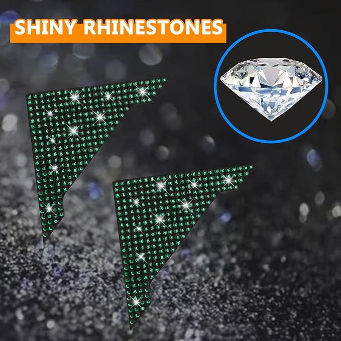 Car Edge Guards 4pcs Rhinestone Anti-Scratch Sticker Corner Bumper (Green)