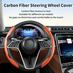 2Pc Carbon Fiber Steering Wheel Cover Universal Fit 99% Cars | Non-slip soft grip, easy to wipe clean, quick to install, perfect for daily commutes and road trips, Orange
