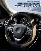 Steering Wheel Cover for Car Leather Universal Steering Wheel Covers for Men Women Fit Cars SUV Truck Pickup 15inch (Beige)