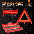 Reflective Emergency Triangles – 1 Kit (3 Triangles) – DOT Approved Roadside Car Safety Warning Reflectors – Red & Orange Automotive Vehicle Hazard Visibility Markers