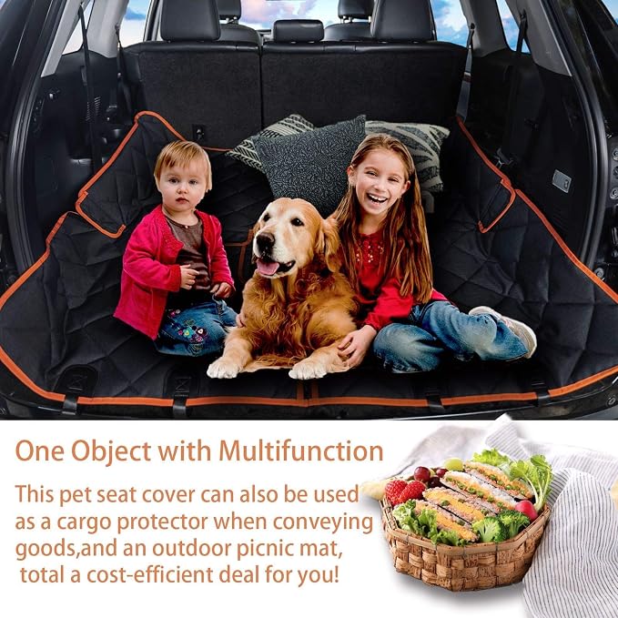Car Seat Protector, 52” x 50“ for for Familay Car & Regular SUVs, 600D Heavy Duty Car Seat Cover Waterproof Dog Car Seat Cover for Back Seat, Scratch Proof Nonslip Seat Cover for Dogs in Car