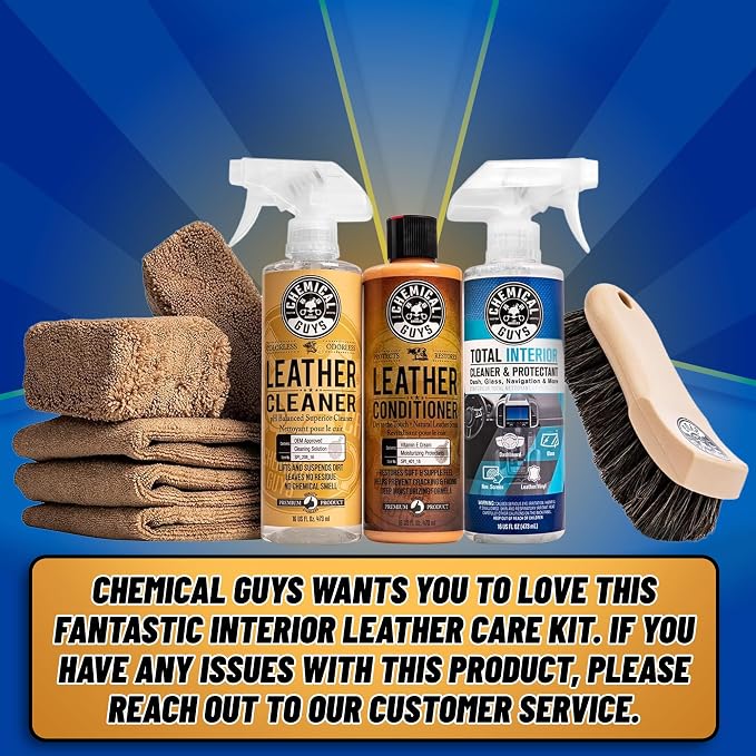 Complete Leather Cleaner and Conditioner Detailing Kit with Total Interior, for Cars, Home, Office, and More (Works on Natural, Faux Leather and More) 9 Items - HOL412