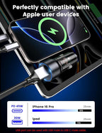 USB C Car Charger, 75W Mini Cigarette Lighter USB Charger | 45W PD&QC 3.0 USB C Fast Charge,Mini Cigarette Lighter Adapter for iPhone 17 16 15 14 Pro Max,Samsung S26 S25,Note,Pixel,iPad