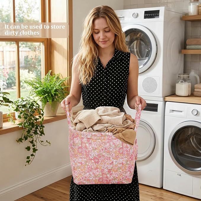 Floral Fabric Storage Basket Car Interior Storage Basket Underwear Sundries Laundry Baskets Supplies Home Organizer Bag (style 8)