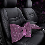 4 PCS Bling Car Pillows,Rhinestones Bowknot Car Headrest Pillow,Car Neck Pillow for Driver Relax Necksupport,Sleeping Travel Support Neck Pillow,Shiny Diamond Interior Accessories for Women,Pink