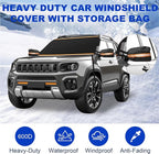 Car Windshield Cover for Snow and Ice, Car Windshield Snow Cover Kit with Side Mirror Cover, 600D Frost Guard Windshield Cover, Winter Frost Hail Protector for Sedan Truck SUV and MPV