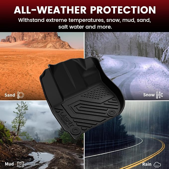 Floor Mats & Cargo Mat for Honda HRV 2016-2022 (AWD Model), All Weather TPE Custom Fit HR-V Floor Liner Accessories, 1st & 2nd Row & Trunk Mat Full Set, Black (Not for FWD)