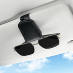 Sunglasses Holder for Car, Leather Magnetic Buckle Sun Visor Sunglass Clip, Ticket Card Storage Glasses Clip, Car Interior Accessories for Men and Women（Black）