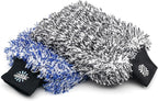 The Cyclone Ultra Wash Mitts - 70/30 Gauntlet' Blend Korean Microfiber, Foam Padding, Scratch-Free, Lint-Free, Great for Rinseless Washing, 8in x 9in, Blue + Black (2-Pack)