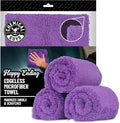 MIC34803 Happy Ending Ultra Plush Edgeless Microfiber Towel, Purple (16" x 16")