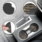 Camo American Flag Steering Wheel Cover for Women, Anti-Slip Car Steering Wheel Cover with 2 Pcs Cup Holders Neoprene Breathable Car Accessories Universal 15 Inch Auto Interior Decor
