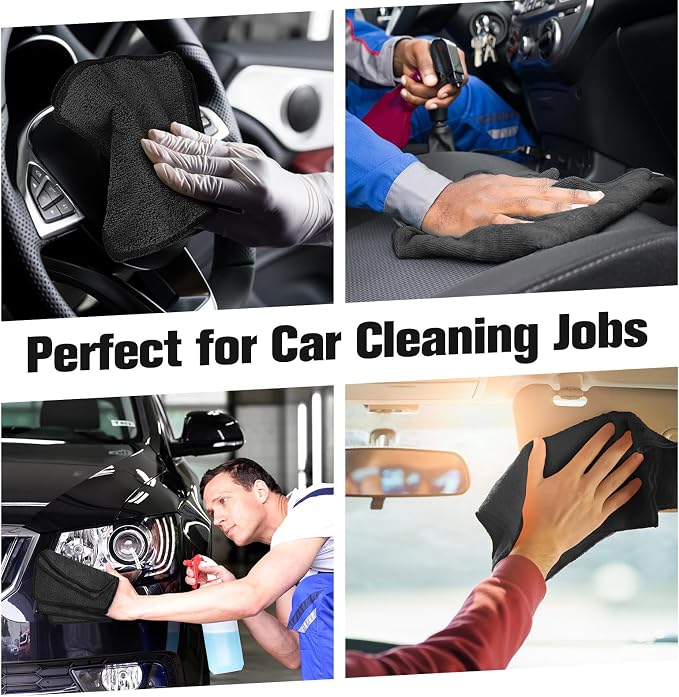 Cleaning Cloth Dry Erase Cloth Cleaning Rags Reasonable Kitchen Towels Microfiber Towels Cars Wash(6 x 6 Inch,Black,50 Pcs)