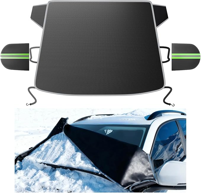 Snow Cover for car Windshield,[Heavy Winter Protection] Anti Snow, Ice, Frost and Water, [Military-Grade Protection] Universal Fit for Large Cars,Pick-up and Trucks-XL