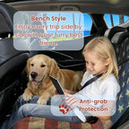 Waterproof Back Seat Cover for Dogs and Kids, Car Seat Protector Under Baby Car Seat, Child and Dog Car Seat Cover Blanket for Rear Bench(American Flag Red, Rear Bench Seat Towel)