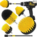 5Pack Drill Brush Attachment Set，Power Scrubber Brush Extended Long Attachment for Bathroom Surfaces, Grout, Floors, bathtubs, Showers, Tiles, Kitchens and Cars，Yellow