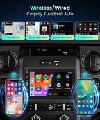 8Core 4G 64G Android 13 7'' Car Stereo for Ford F150 F250 F350 Fusion Edge Explorer Taurus Radio with Wireless Carplay Android Auto DSP 5.0Bluetooth,IPS Touchscreen GPS WiFi FM/RDS Backup Camera