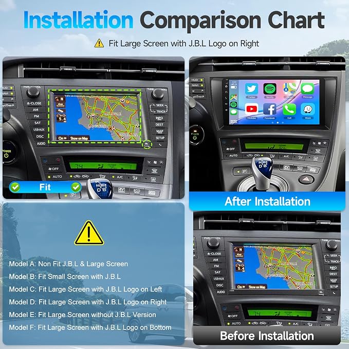 Android12 Car Stereo for Toyota Prius 2010-2015 Stereo with Wireless CarPlay Android Auto, 9'' Touch Screen Compatible with JBL & Large Screen BT GPS Navi WiFi Backup Camera MIC 2+32G