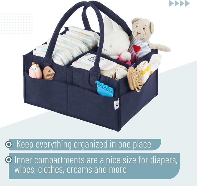 Mr. Pen- Baby Diaper Caddy Organizer, Navy Blue | Nursery Storage Bin and Car Organizer for Diapers and Baby Wipes