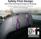 Car Seat Back Hooks 2 Pack - Heavy Duty Rope & Metal Buckle Car Hangers, No Wobble Multi-Purpose Organizer for Grocery Bags, Backpacks, Umbrellas, Trash Bags (Fit Most Vehicles) Purple