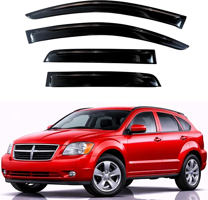 KPY Rain Guards Fit for 2007-2012 Dodge Caliber, Out-Channel Window Visors Vent Wind Deflectors 4PC, Car Accessories for 07-12 Caliber