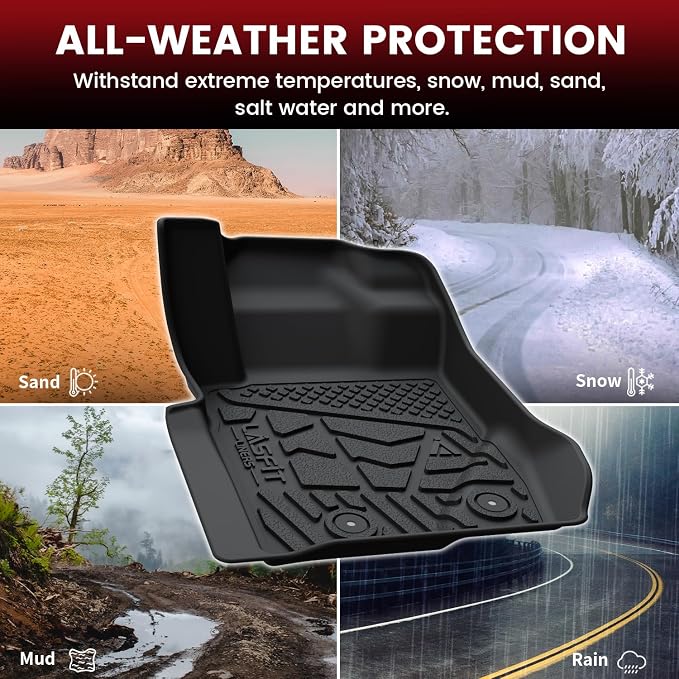 Floor Mats & Cargo Liner Set for Ford Bronco 4-Door 2021-2026, Full Covrage Floor Liners + Cargo Mat + Backrest Mats + Underfloor Storage Mat, Heavy Duty All Weather TPE Interior Protection