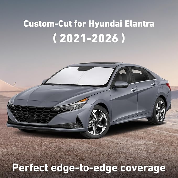 Windshield Sunshade Compatible for Hyundai Elantra 2021-2024 2025 2026, Sun Visor for Front Windshield & Window Sun Shade Cover, UV Heat Blocker & Protector, Car Accessories