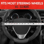 GripDrive Gray Carbon Fiber Steering Wheel Cover, Standard 15 inch Size, Black Faux Leather Comfort Grip, Car Steering Wheel Cover for Auto Truck Van SUV