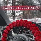 Sun Walker Fluffy Car Steering Wheel Cover, Soft Plush Anti-Slip Steering Wheel Protector for Warm Winter, Fuzzy Comfortable Wheel Cover Auto Interior Accessories for Women Girl (Red)