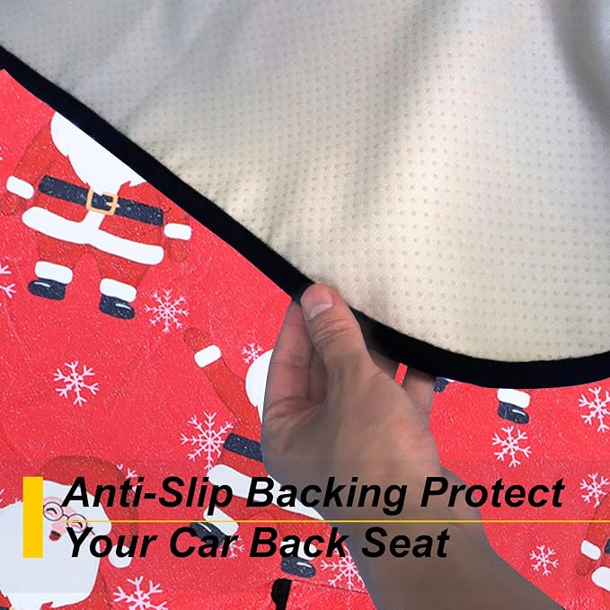 Back Seat Cover for Car Trucks Van SUV Jeep,Waterproof Rear Bench Towel Seat Covers for Dogs and Kids,Automotive Backseat Protector (Santa Claus)