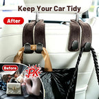 SUKIPIN Car Hooks, Car Seat Headrest Hooks for Purses and Bags 2-Pack Brown | Car Accessories for Women, Solid Durable Construction, Quick Tool-free Mounting, Universal Fit for Most Vehicle Headrests