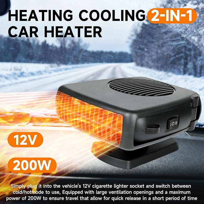 Car Heaters,12V Portable Car heaters for Vehicle 200W Car Defroster Windshield Heater Car Heater Defroster Windshield Defogger Automobile Windscreen