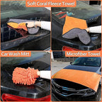 Car Detailing Kit, Microfiber Cleaning Tools with Storage Bag | Scratch-Proof Microfiber, 17Pcs Complete Set, Fits Most Vehicles, Dual Interior & Exterior Use, Orange, Ideal Gift