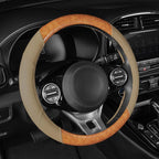 BurlwoodLux Wood Grain and PU Leather Beige Steering Wheel Cover - Sport Grip for Car Auto SUV Trucks