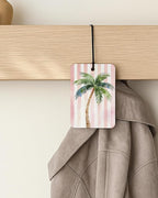 Pink Summer Beach Car Air Freshener 4 Pcs Coconut Scented, Coastal Seaside Palm Tree Car Accessories Mirror Decor for Women, Girly Beachy Hanging Air Freshener for Cars Closet Drawer Books