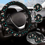 Cute Sloth Steering Wheel Cover Anti-Slip and Practical 14.5-15 Inch Universal Car Steering Wheel Cover with 2 Pieces Car Coasters Suitable for Men Women
