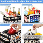 Car Trash Can Bin for Back Seat Leak Proof, Cute Car Trash Bag Hanging, Vehicle Trash Can for SUV Truck Van, Automotive Garbage Cans Front Seat Leopard Print, 2 Gallons