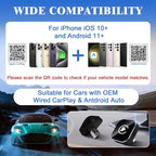 Wireless CarPlay Adapter, 2026 Upgraded Wired to Wireless for Apple CarPlay & Android Auto, Mini USB Design Car Play Adapter with Type-C Extension, Plug and Play, Stable Connection & No Latency