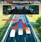 Rear View Mirror - Chrome Anti-Glare Panoramic Rearview Mirror 12 Inch Clip-On Convex Rearview Mirror, Reduces Blind Spots, HD Wide Angle,Shock Resistant for Cars, Trucks & SUVs (Light Chrome)