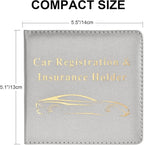 Car Registration and Insurance Holder, Vehicle Glove Box Car Organizer Men Women Wallet Accessories Case for Cards, Essential Document, Driver License, Silver